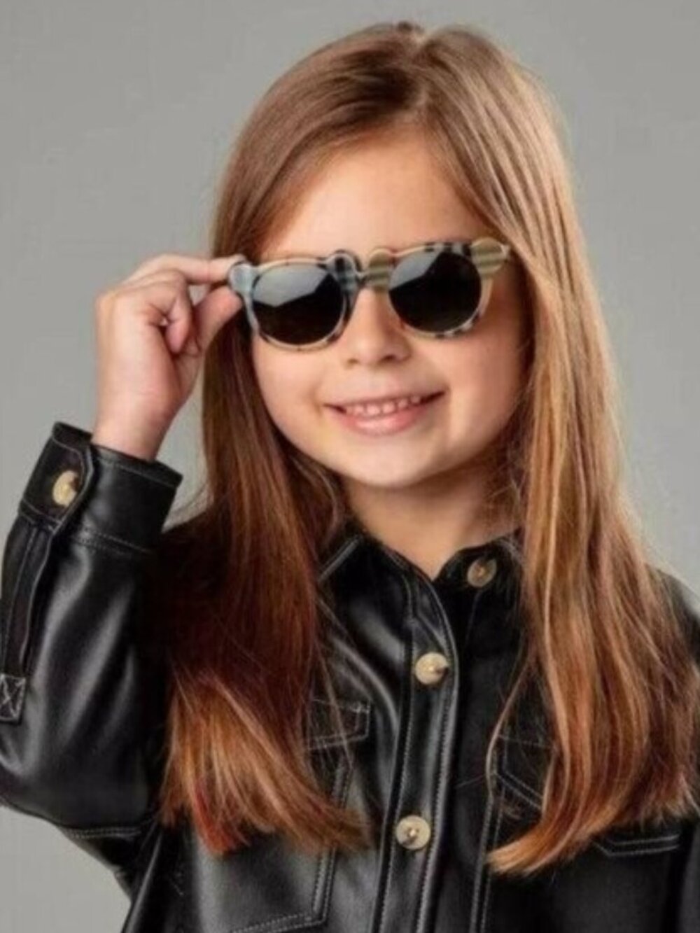 Burberry Kids JB4355 377887 Sunglasses Vintage Check Round Frame, Grey Lenses